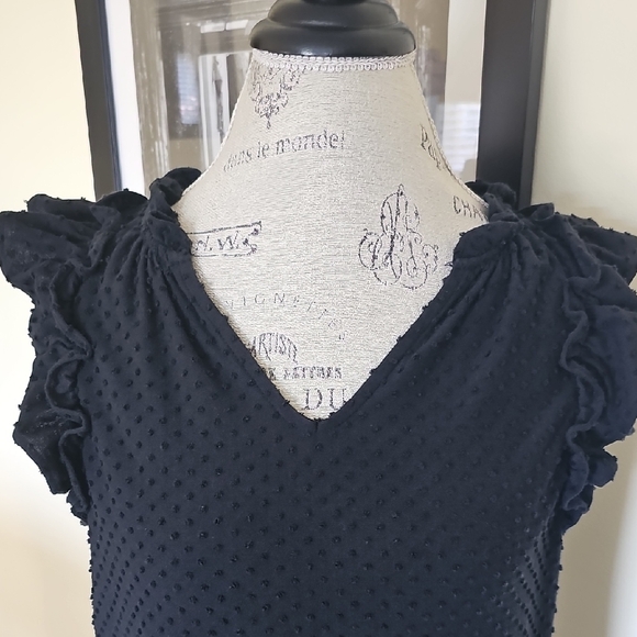 J. Crew sz M black ruffle top - Picture 2 of 10